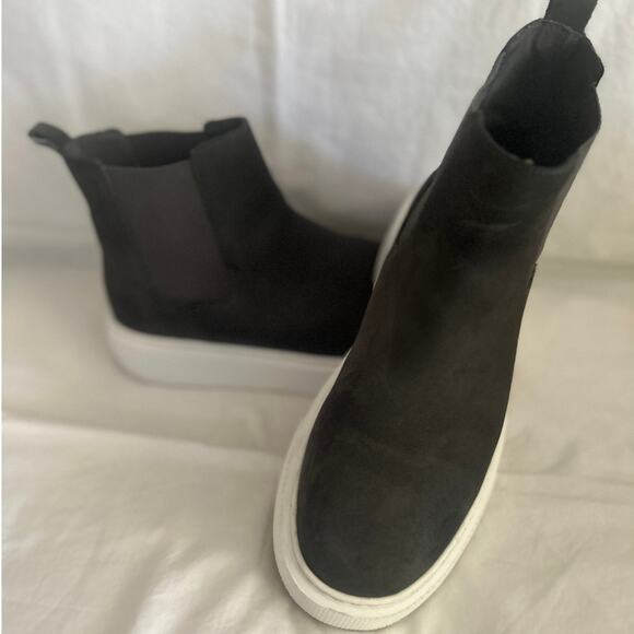 J/SLIDES DANI Dark Grey Suede Nubuck Hi Top Slip On Boots Sneakers 7.5M - Picture 2 of 7